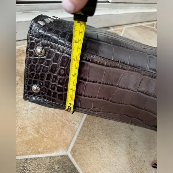 Michael Kors Grey Croc Embossed Hamilton Studded Tote - Picture 6 of 16